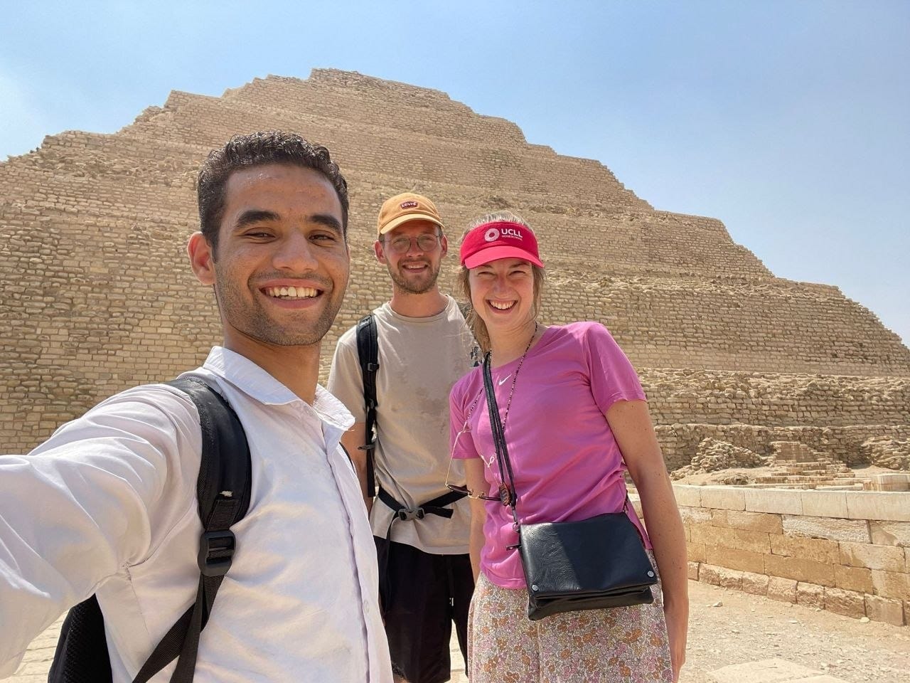 Amr with two travelers at the Step Pyramid of Djoser, Saqqara